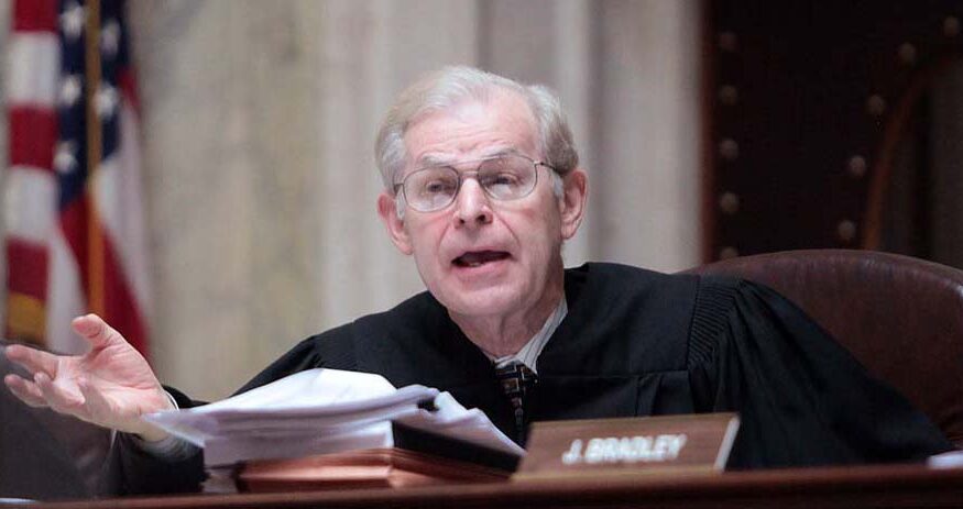 David Prosser, while a member of the Wisconsin Supreme Court, is shown speaking during a hearing in 2011