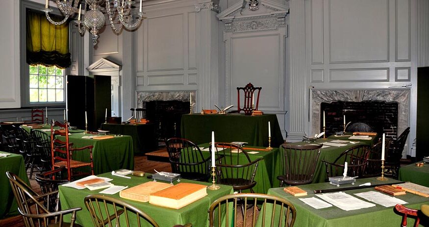The Assembly Room inside 1732-1756 Independence Hall where the Constitutional Convention was held in the summer of 1787
