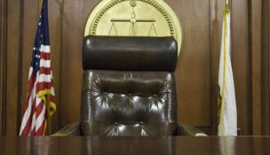 Judges chair in court, generic courtrooom photo