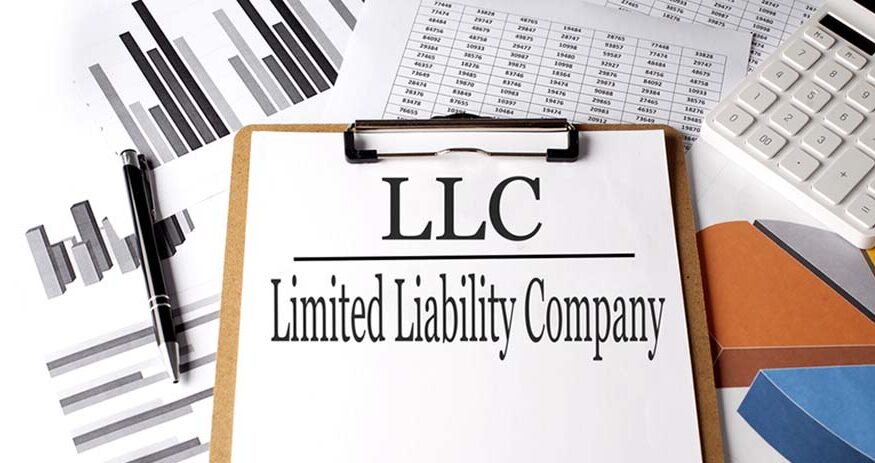 Paper LLC Limited Liability Company with on chart background