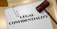 3D illustration of 'LEGAL CONFIDENTIALITY' title on legal document