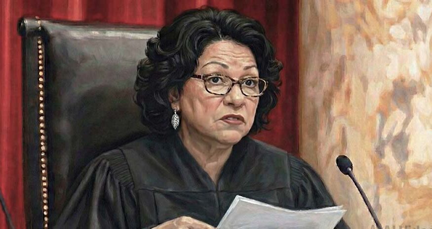 The image taken from an On the Docket video on YouTube shows an AI-generated animation of Justice Sonia Sotomayor reading an opinion at the U.S. Supreme Court