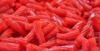 A pile of red licorice