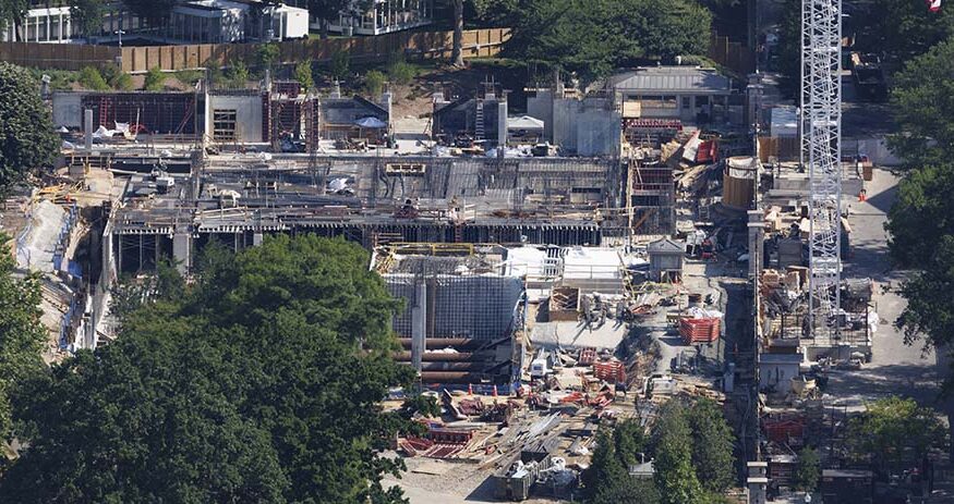 Construction for the ballroom project on the former site of the White House's East Wing, seen June 7